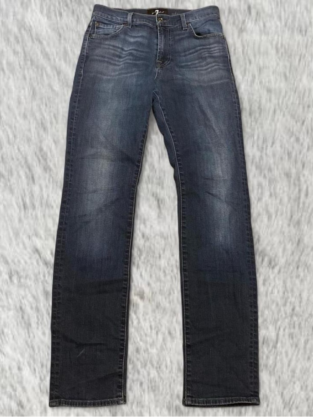7 For All Mankind Men's Washed Blue Straight Jeans